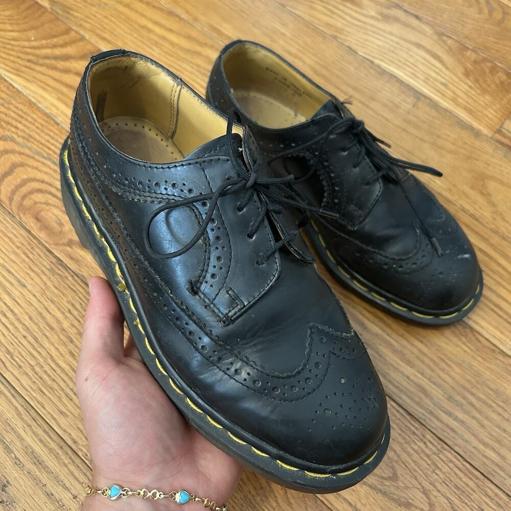 Dr Doc Martens 3989 Brogue Black Leather Oxford Wingtip Shoes Womens Size 4